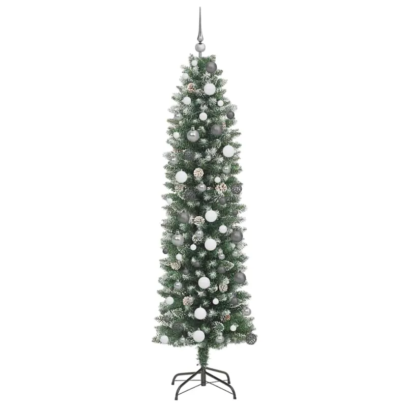 Dirbtinis lieknas Kalėdų medis su 300 LED Žalia ir balta 210 cm