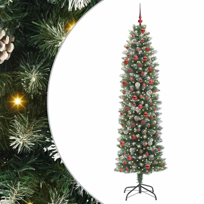 Dirbtinis lieknas Kalėdų medis su 300 LED Žalia ir balta 210 cm