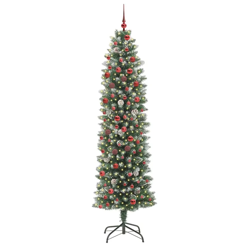 Dirbtinis lieknas Kalėdų medis su 300 LED Žalia ir balta 210 cm