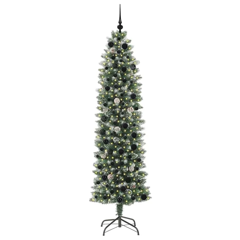 Dirbtinis lieknas Kalėdų medis su 300 LED Žalia ir balta 210 cm
