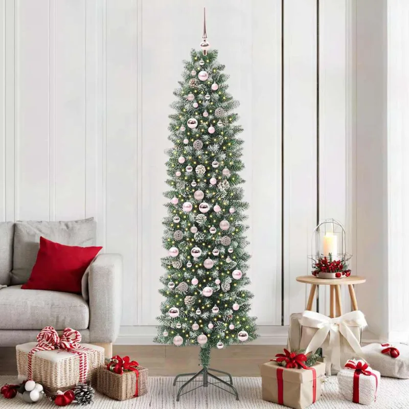 Dirbtinis lieknas Kalėdų medis su 300 LED Žalia ir balta 210 cm