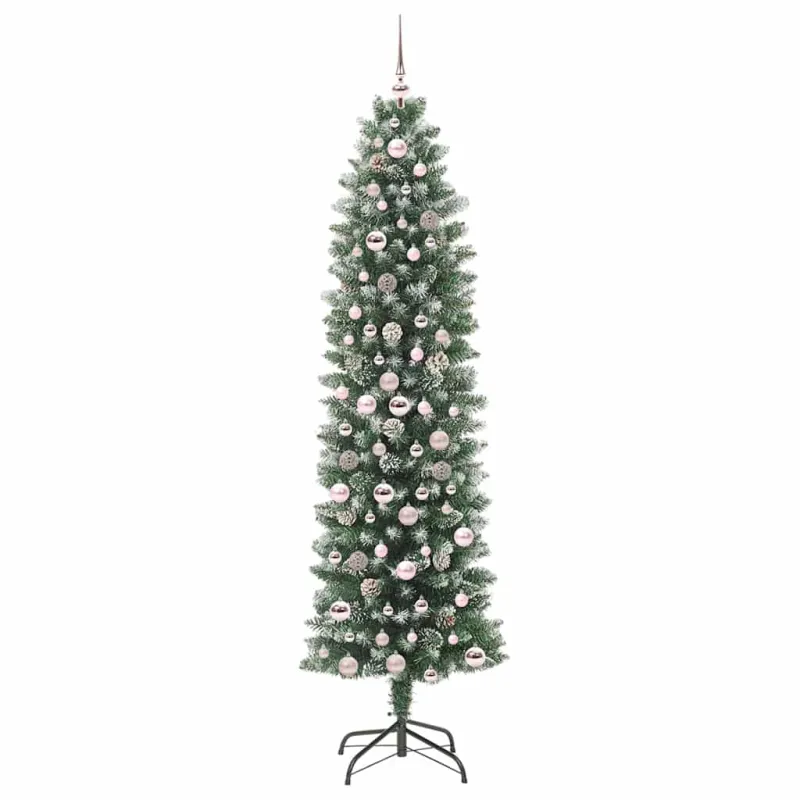Dirbtinis lieknas Kalėdų medis su 300 LED Žalia ir balta 210 cm
