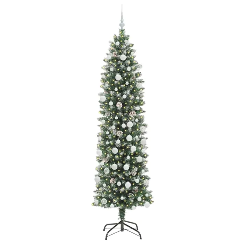 Dirbtinis lieknas Kalėdų medis su 300 LED Žalia ir balta 210 cm