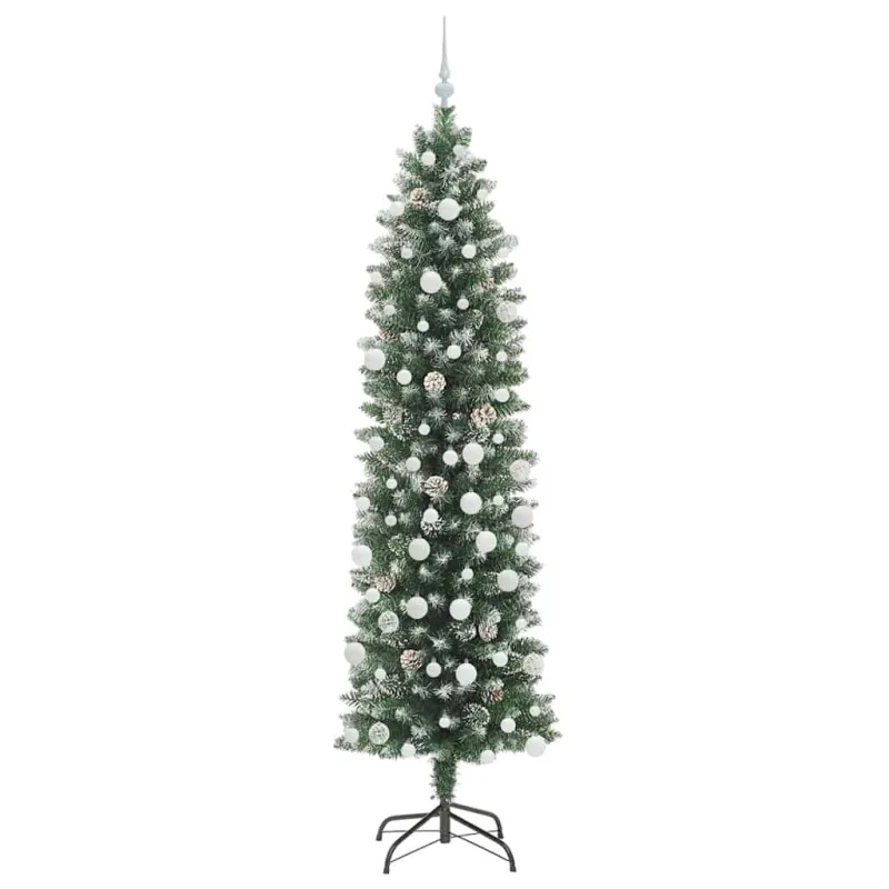 Dirbtinis lieknas Kalėdų medis su 300 LED Žalia ir balta 210 cm