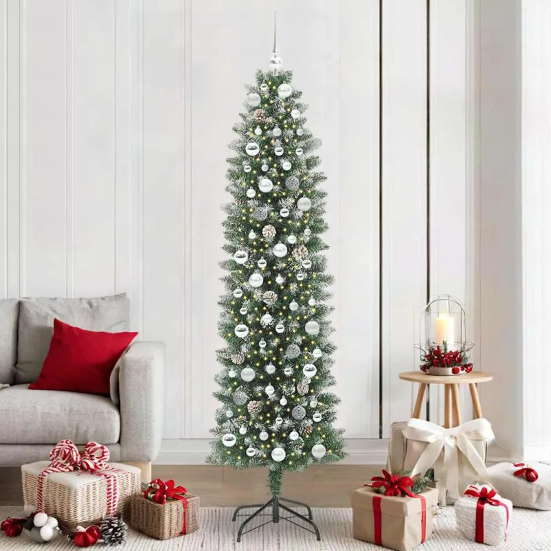 Dirbtinis lieknas Kalėdų medis su 300 LED Žalia ir balta 210 cm