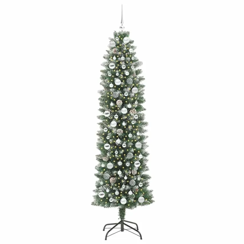 Dirbtinis lieknas Kalėdų medis su 300 LED Žalia ir balta 210 cm