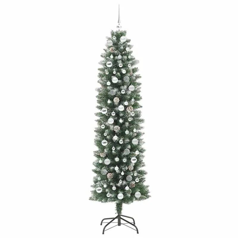 Dirbtinis lieknas Kalėdų medis su 300 LED Žalia ir balta 210 cm
