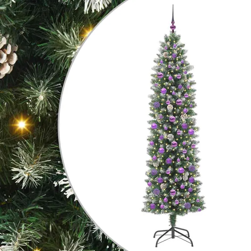 Dirbtinis lieknas Kalėdų medis su 300 LED Žalia ir balta 210 cm