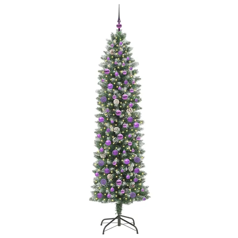 Dirbtinis lieknas Kalėdų medis su 300 LED Žalia ir balta 210 cm