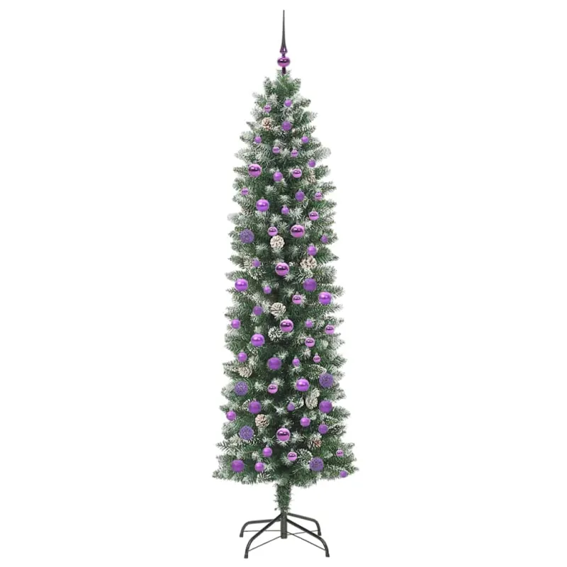 Dirbtinis lieknas Kalėdų medis su 300 LED Žalia ir balta 210 cm