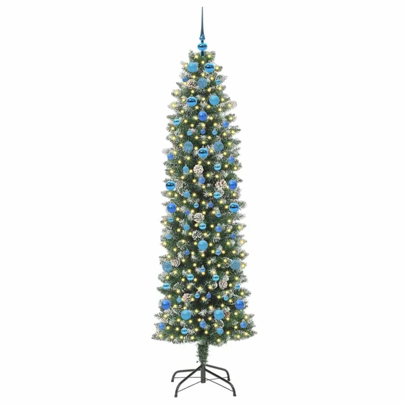 Dirbtinis lieknas Kalėdų medis su 300 LED Žalia ir balta 210 cm