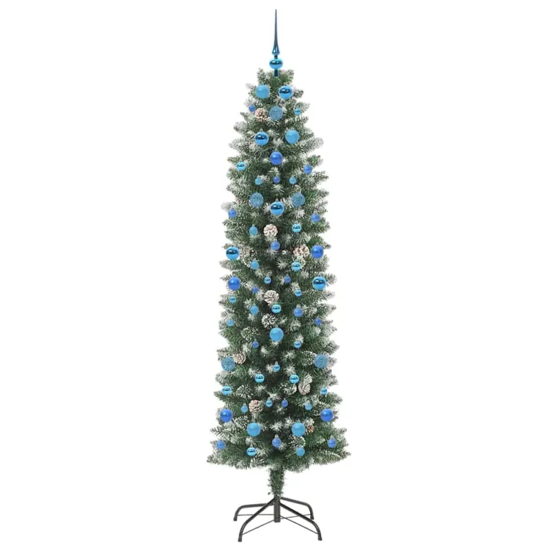 Dirbtinis lieknas Kalėdų medis su 300 LED Žalia ir balta 210 cm