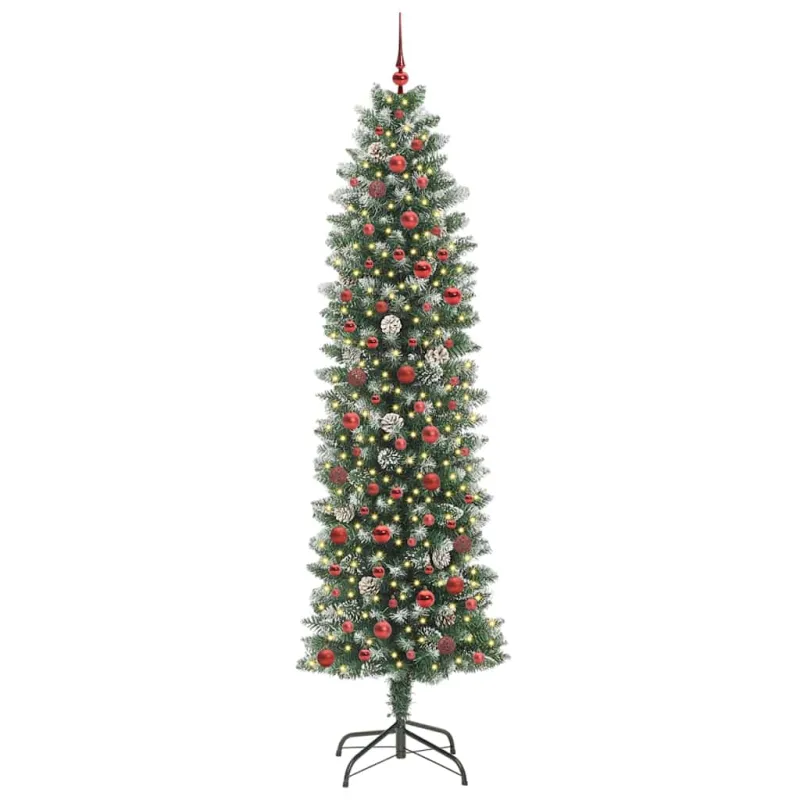 Dirbtinis lieknas Kalėdų medis su 300 LED Žalia ir balta 240 cm