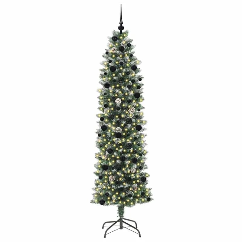Dirbtinis lieknas Kalėdų medis su 300 LED Žalia ir balta 240 cm