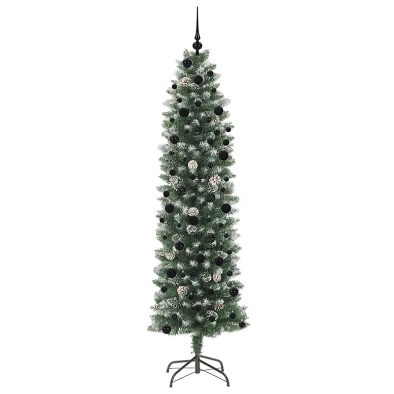 Dirbtinis lieknas Kalėdų medis su 300 LED Žalia ir balta 240 cm