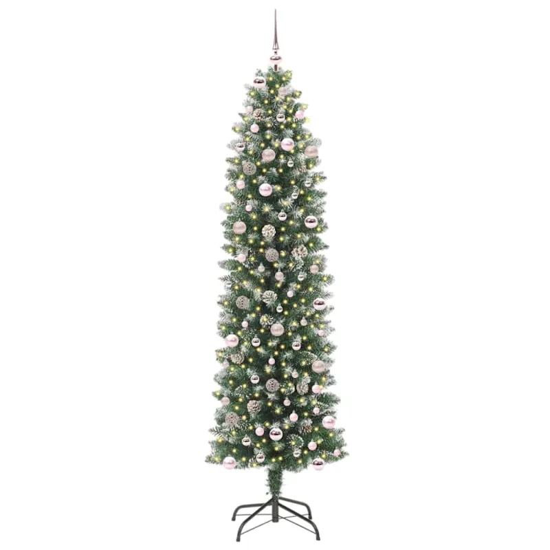 Dirbtinis lieknas Kalėdų medis su 300 LED Žalia ir balta 240 cm