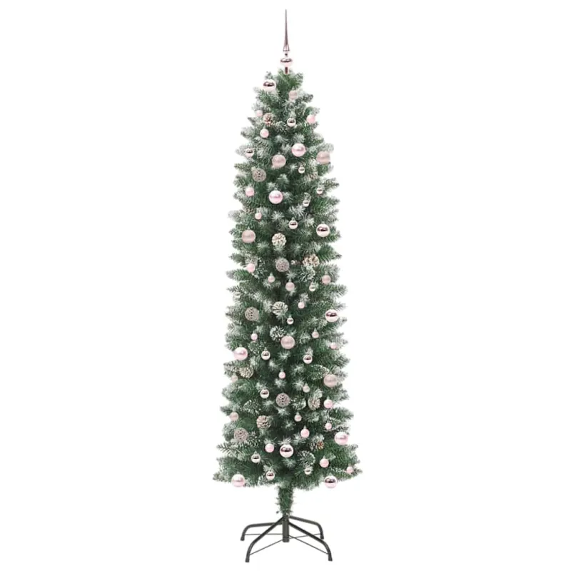 Dirbtinis lieknas Kalėdų medis su 300 LED Žalia ir balta 240 cm