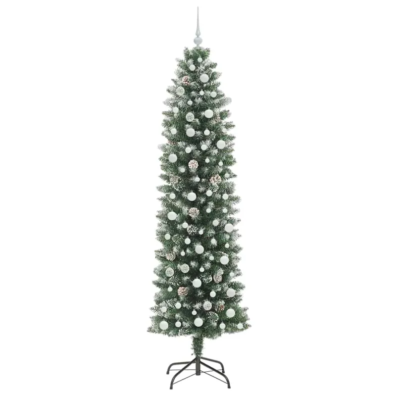 Dirbtinis lieknas Kalėdų medis su 300 LED Žalia ir balta 240 cm
