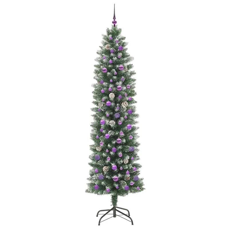 Dirbtinis lieknas Kalėdų medis su 300 LED Žalia ir balta 240 cm