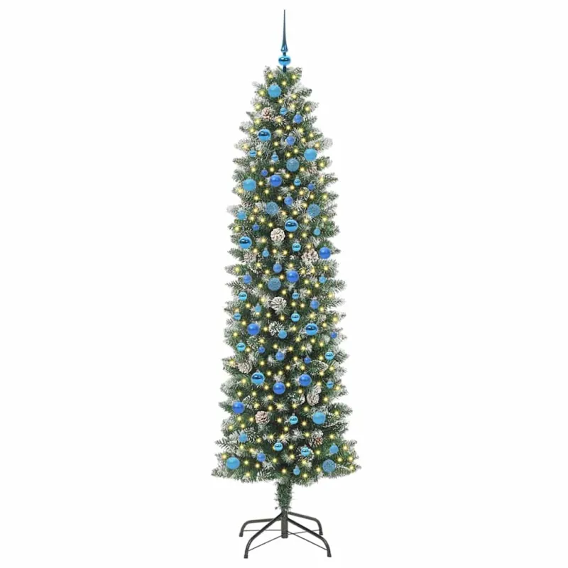 Dirbtinis lieknas Kalėdų medis su 300 LED Žalia ir balta 240 cm