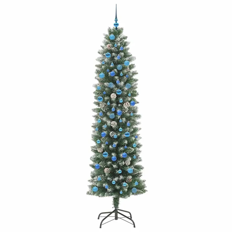 Dirbtinis lieknas Kalėdų medis su 300 LED Žalia ir balta 240 cm