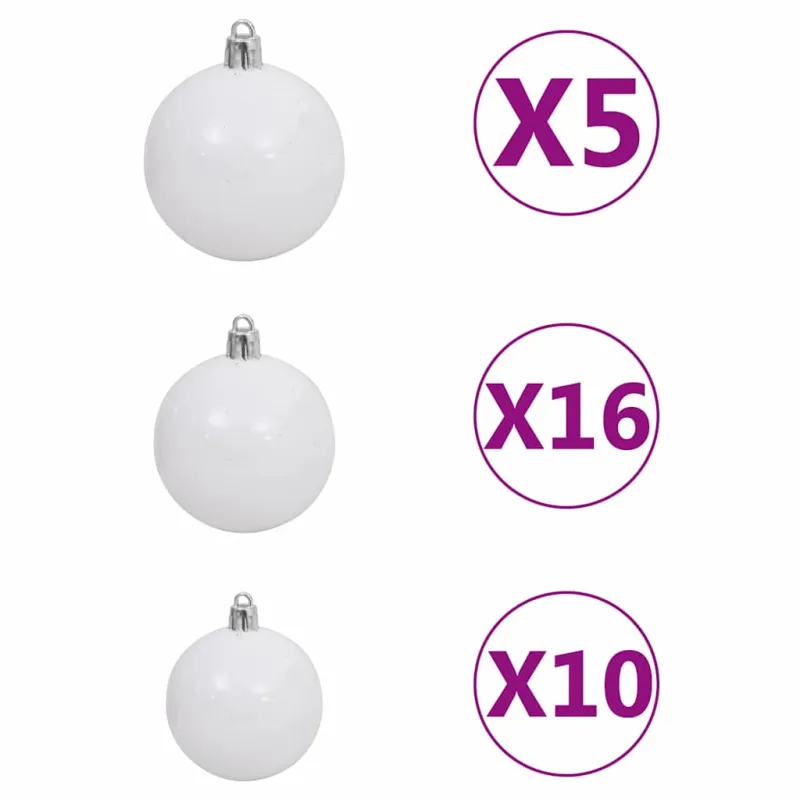 Dirbtinis iš anksto apšviestas Kalėdų medelis su kamuoliukų rinkiniu