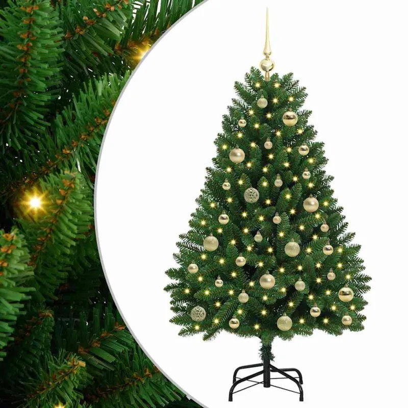 Dirbtinė Kalėdų eglutė su 150 LED Žalia 120 cm PVC ir metalas