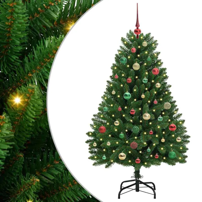 Dirbtinė Kalėdų eglutė su 150 LED Žalia 150 cm PVC ir metalas
