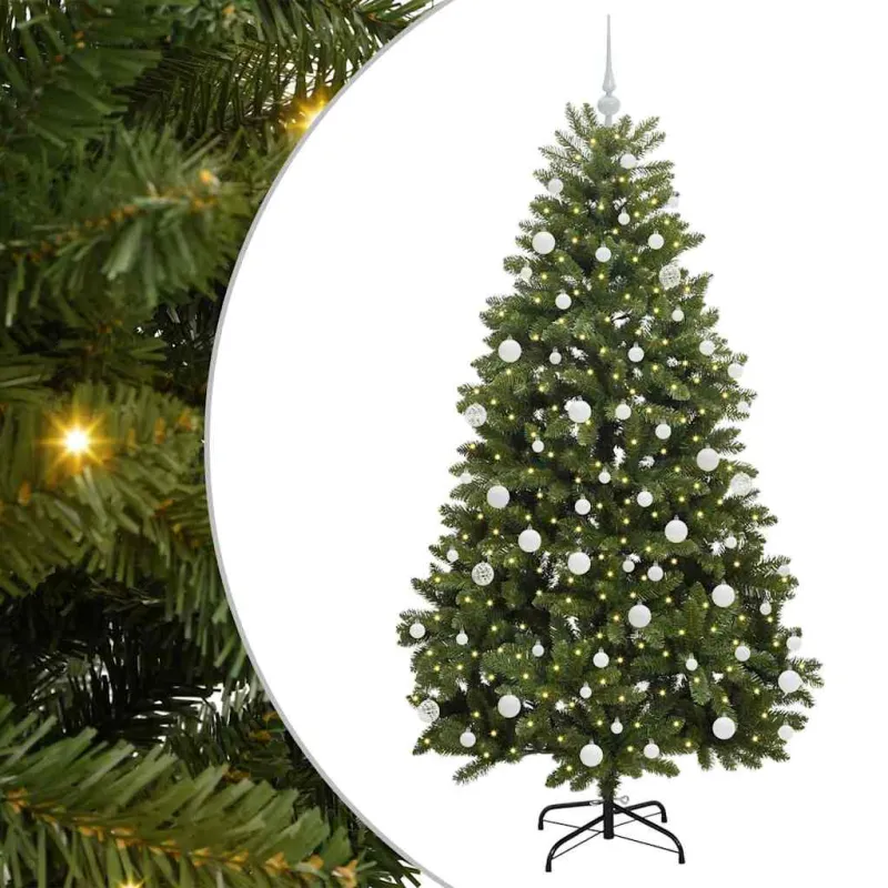 Dirbtinė Kalėdų eglutė su 300 LED Žalia 180 cm PVC ir metalas