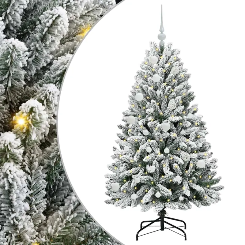 Dirbtinė Kalėdų eglutė Žalia ir balta 150 cm PVC ir metalas