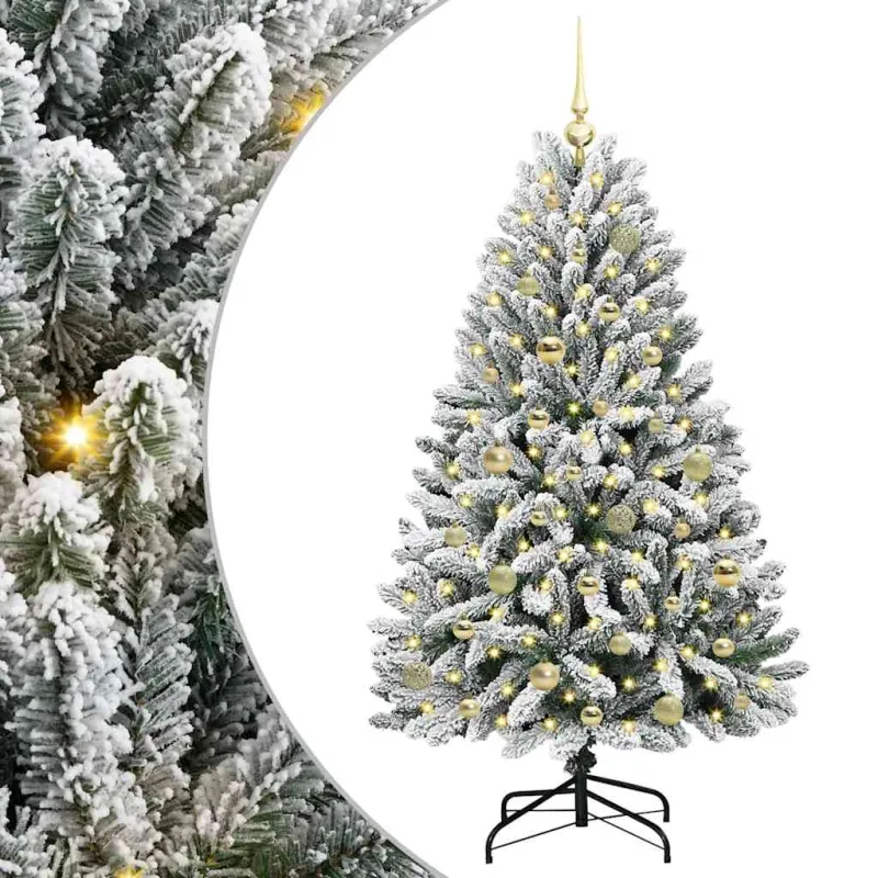 Dirbtinė Kalėdų eglutė Žalia ir balta 150 cm PVC ir metalas