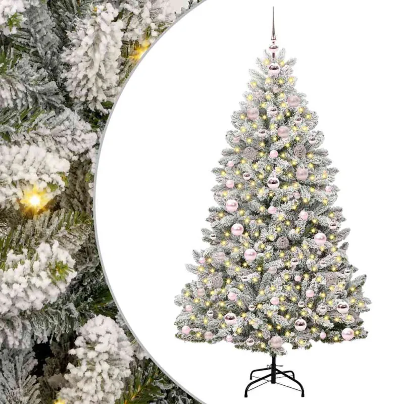 Dirbtinė Kalėdų eglutė Žalia ir balta 180 cm PVC ir metalas