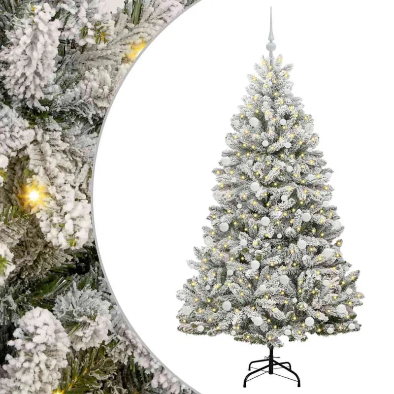 Dirbtinė Kalėdų eglutė Žalia ir balta 180 cm PVC ir metalas