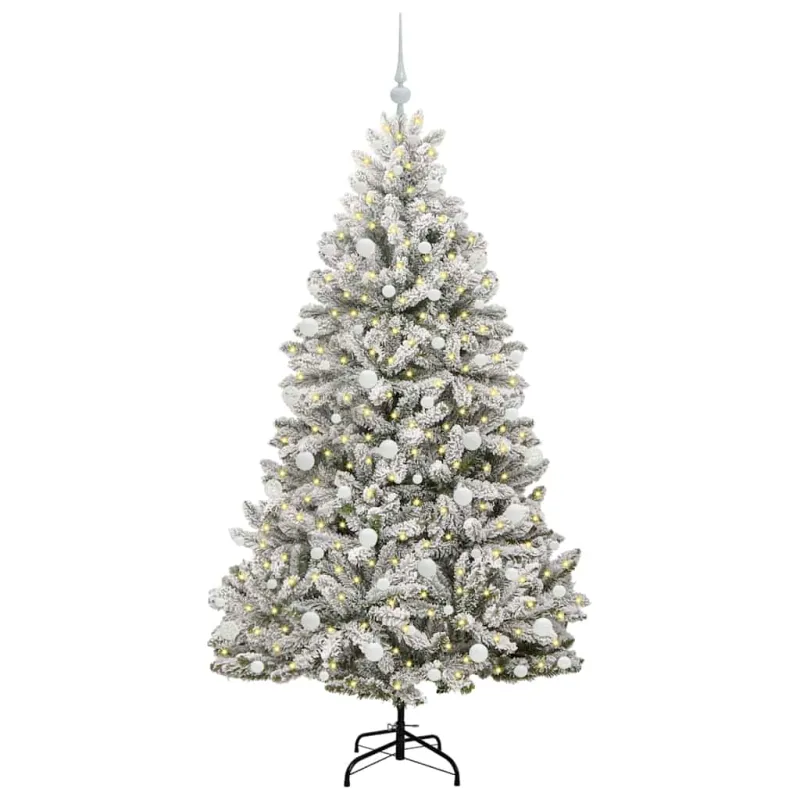 Dirbtinė Kalėdų eglutė Žalia ir balta 180 cm PVC ir metalas