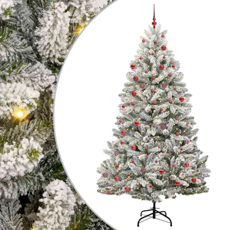 Dirbtinė Kalėdų eglutė Žalia ir balta 210 cm PVC ir metalas