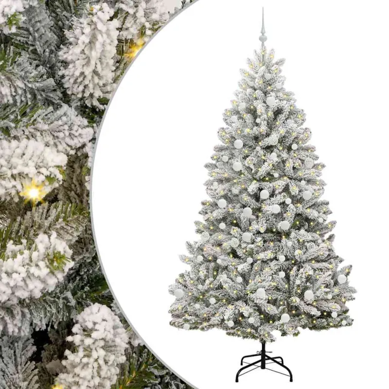 Dirbtinė Kalėdų eglutė Žalia ir balta 210 cm PVC ir metalas