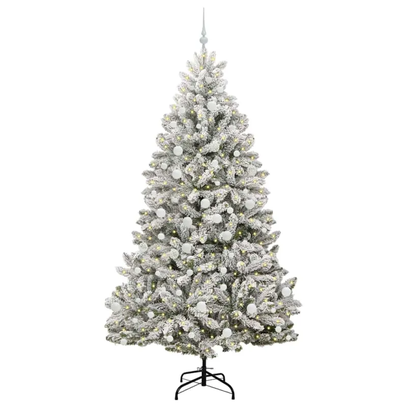Dirbtinė Kalėdų eglutė Žalia ir balta 210 cm PVC ir metalas