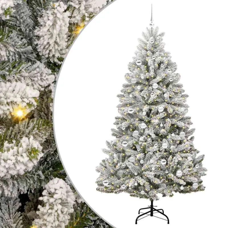 Dirbtinė Kalėdų eglutė Žalia ir balta 210 cm PVC ir metalas