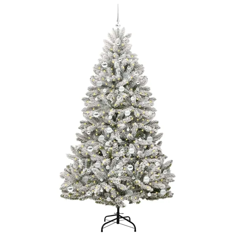 Dirbtinė Kalėdų eglutė Žalia ir balta 210 cm PVC ir metalas
