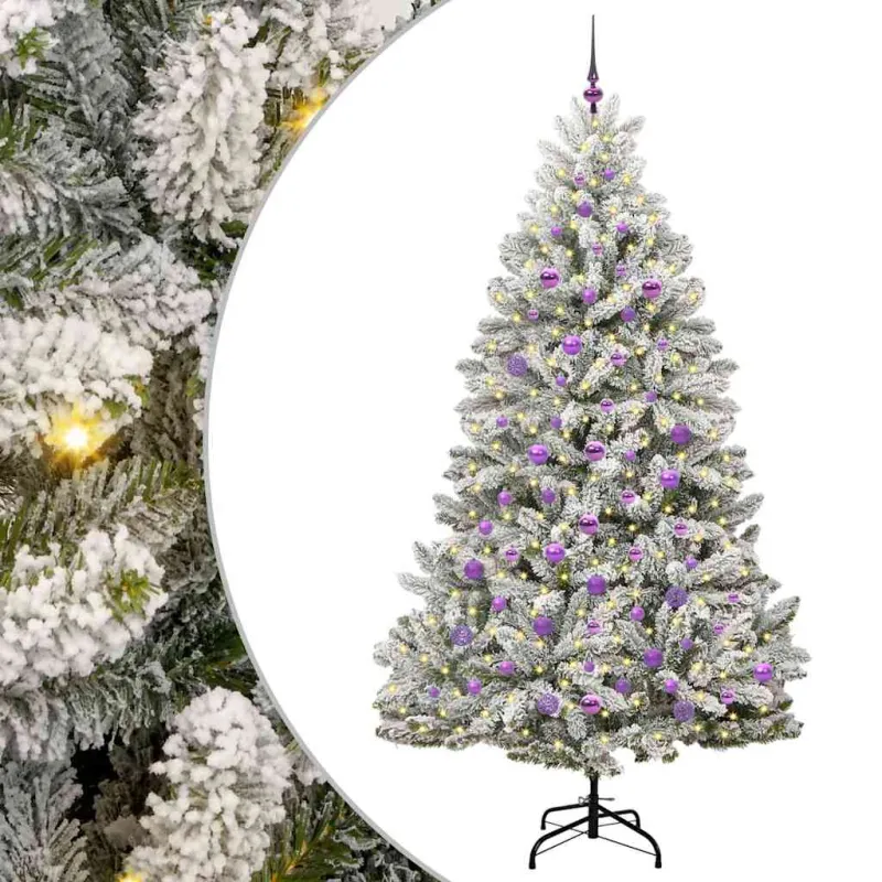 Dirbtinė Kalėdų eglutė Žalia ir balta 210 cm PVC ir metalas