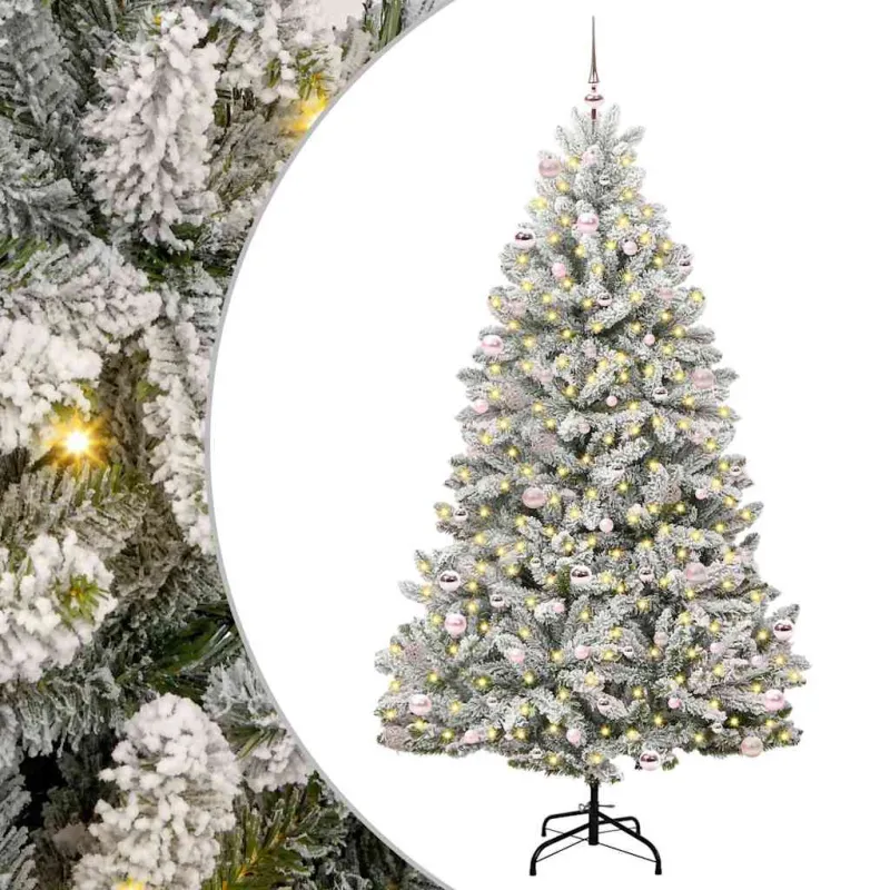 Dirbtinė Kalėdų eglutė Žalia ir balta 240 cm PVC ir metalas