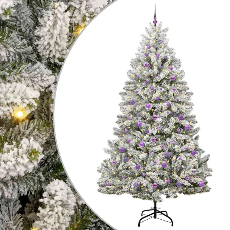 Dirbtinė Kalėdų eglutė Žalia ir balta 240 cm PVC ir metalas