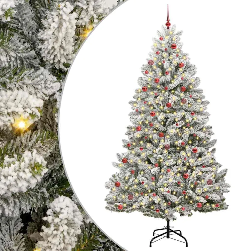 Dirbtinė Kalėdų eglutė Žalia ir balta 270 cm PVC ir metalas