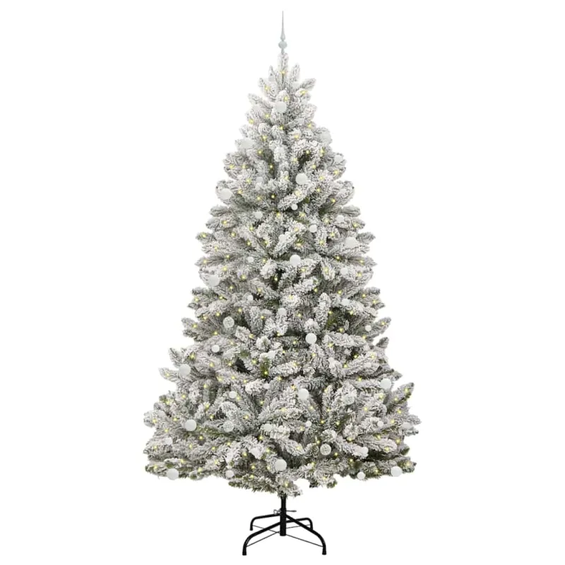 Dirbtinė Kalėdų eglutė Žalia ir balta 270 cm PVC ir metalas