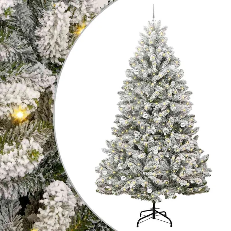 Dirbtinė Kalėdų eglutė Žalia ir balta 270 cm PVC ir metalas
