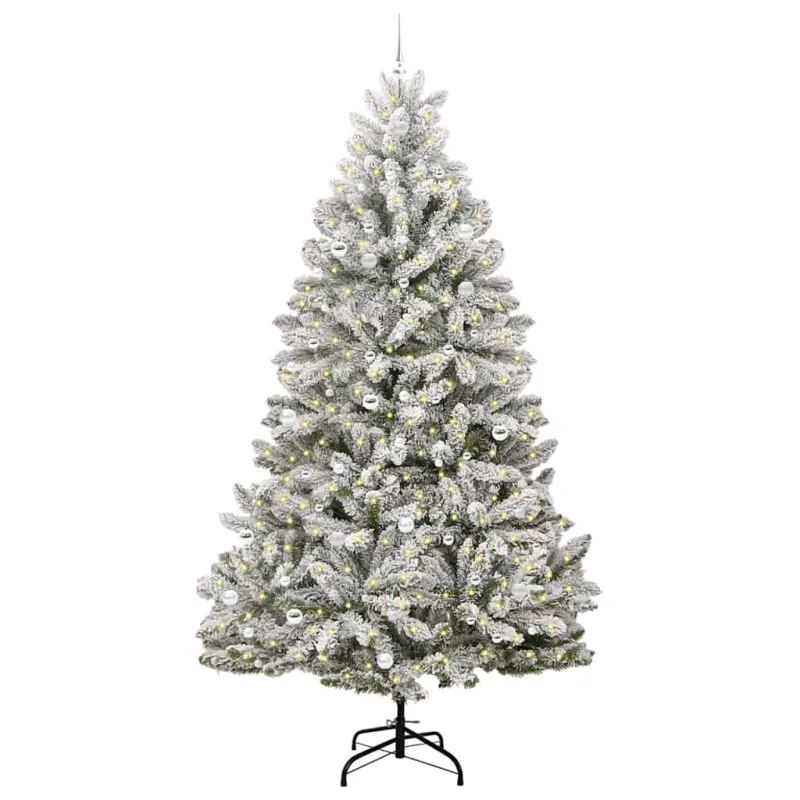 Dirbtinė Kalėdų eglutė Žalia ir balta 270 cm PVC ir metalas