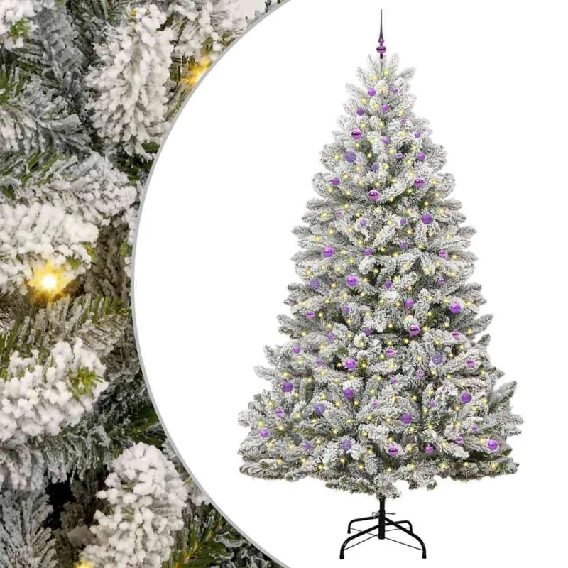 Dirbtinė Kalėdų eglutė Žalia ir balta 270 cm PVC ir metalas