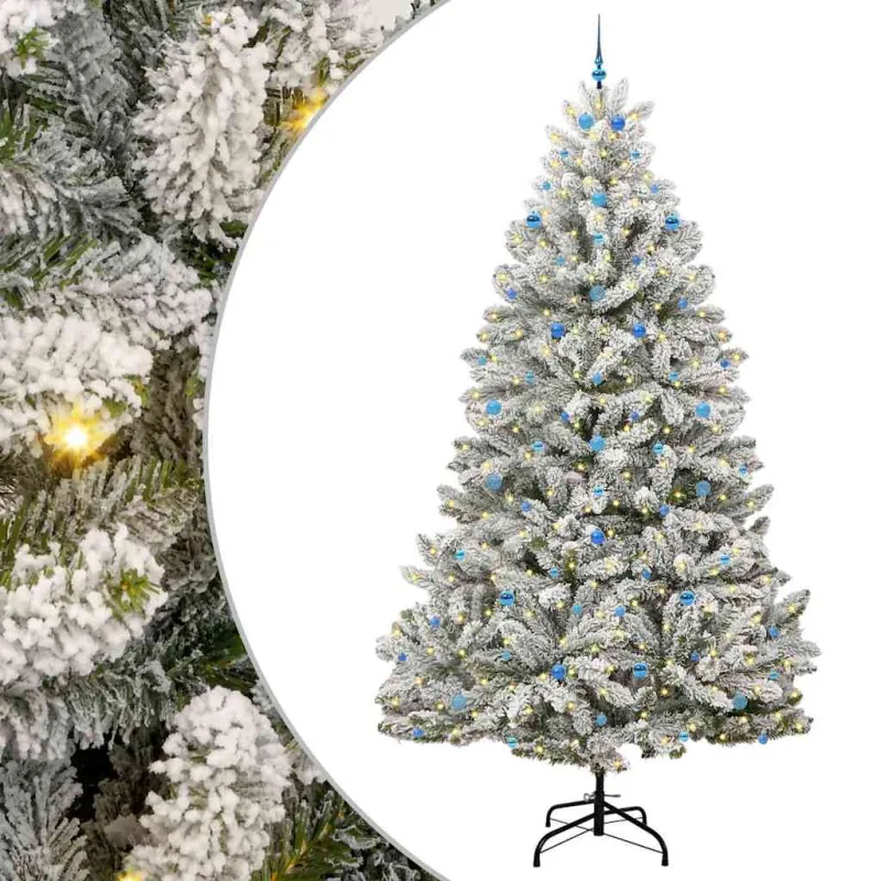Dirbtinė Kalėdų eglutė Žalia ir balta 300 cm PVC ir metalas