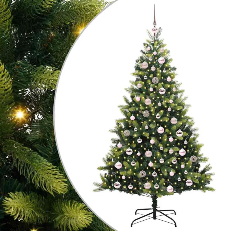 Dirbtinis sulankstomas Kalėdų medis su 300 LED Žalia 180 cm