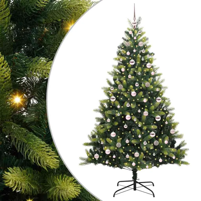 Dirbtinis sulankstomas Kalėdų medis su 300 LED Žalia 210 cm